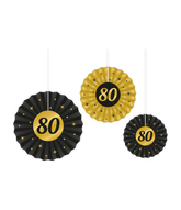 Papieren Waaiers 80 Jaar Set 3-delig